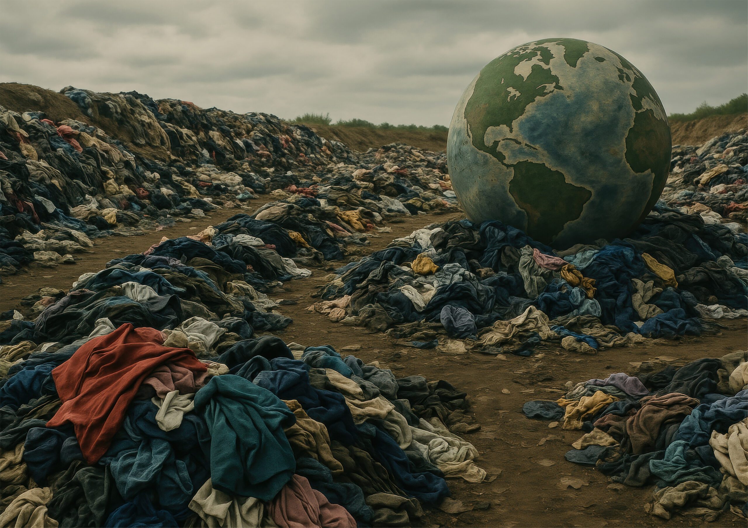 Fast fashion textile waste in environmental dump site